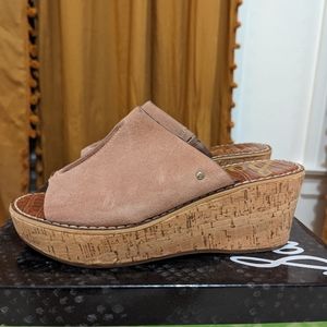 Sam Edelman Women's Ranger Dustyrose Suede Wedge Sandals Slide Slip On Shoes